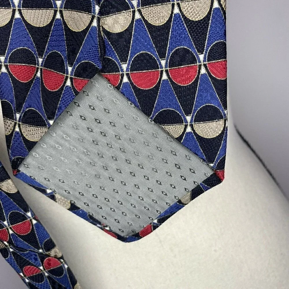 Givenchy Monsieur Vintage Geometric Circle 100% Silk Neck Tie 60” USA EUC